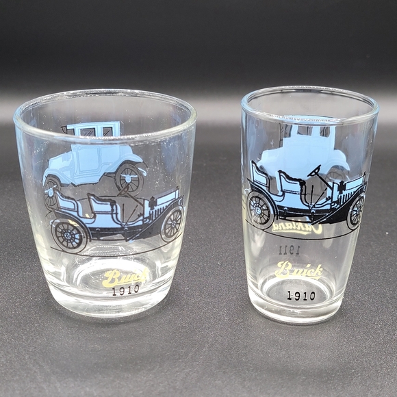 Hazel/Atlas Antique American Car 1910 Buick- 1911 Oakland Barware Set - Picture 1 of 5